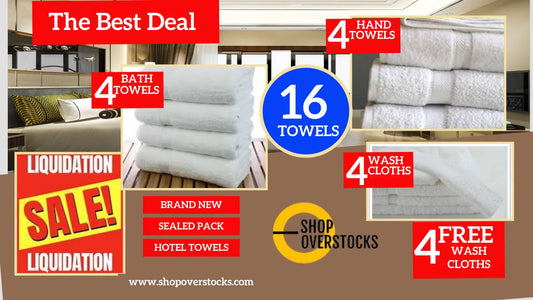 LUXURY Hotel Towel Set | This 16 Towel Package consist of Ganesh Mills towels and chosen by 5-star luxury resorts because of their size and quality. Extreme Plush with a soft finish and ultimate absorption.