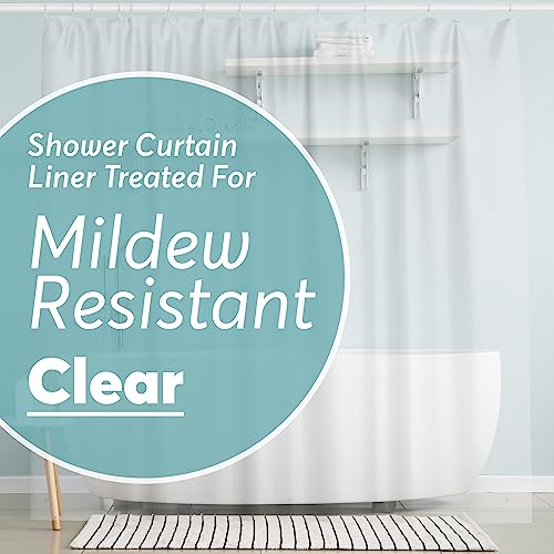 Luxury Hotel Use – 72 x 72 PEVA Heavy Duty Shower Curtain with Rustproof Metal Grommet and 3 Magnetic Weights – Odor Free and Compatible with Standard Showers, Clear