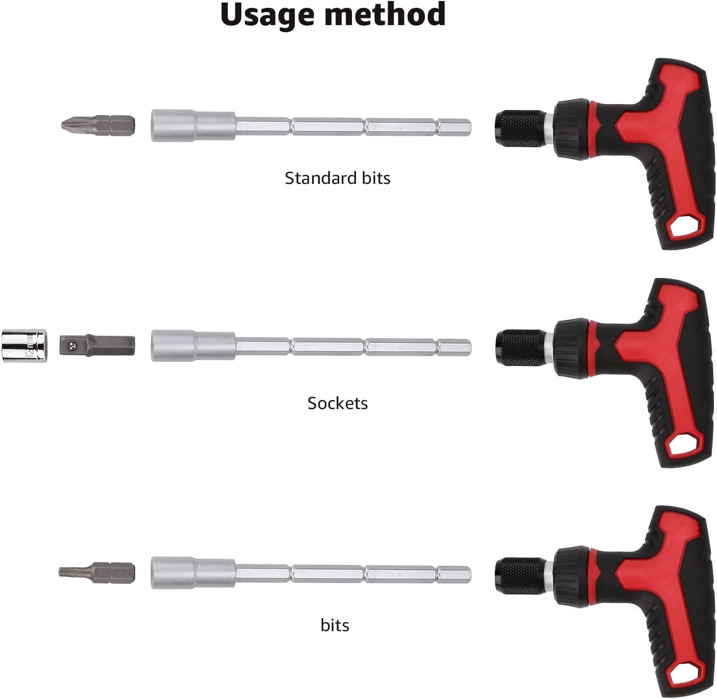 Amazon Basics 73-Piece Magnetic Ratcheting Wrench and Electronics Precision Screwdriver Set, Black/Red/Silver