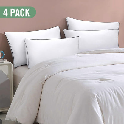 Standard Size Bed Pillows for Sleeping Set of 4,4 Pack Great Support Luxury Hotel Pillows for Side,Stomach and Back Sleepers.