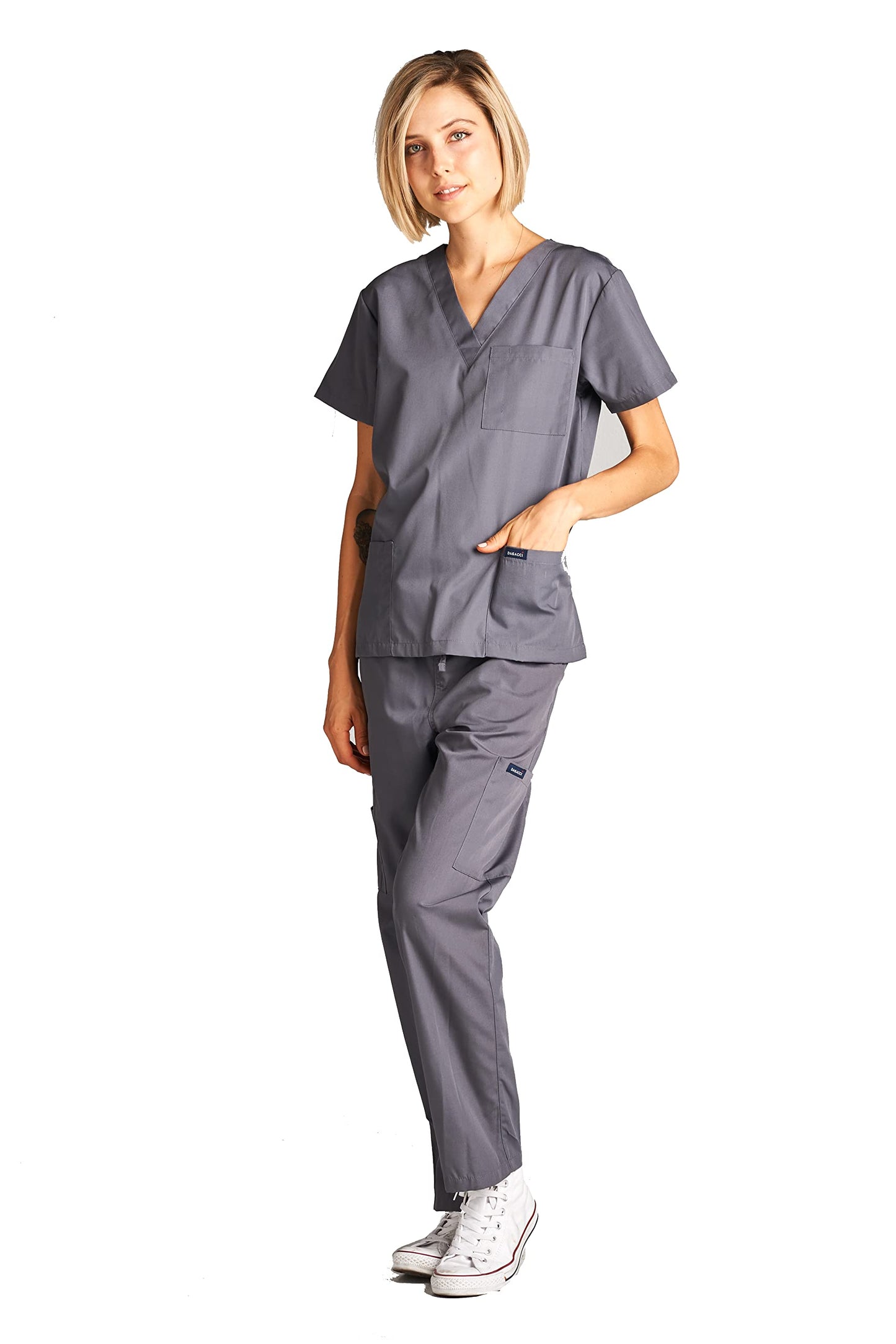 Dagacci Scrubs Medical Uniform Women and Man Scrubs Set Medical Scrubs Top and Pants