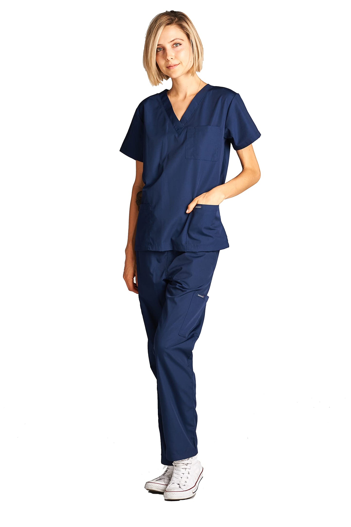 Dagacci Scrubs Medical Uniform Women and Man Scrubs Set Medical Scrubs Top and Pants