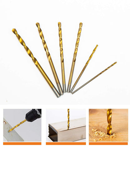 Mini Drill Bit Set 60 Pcs+12 Pcs Free High Speed Steel HSS Titanium Micro Drill Bits 3/64"-1/8" Metal,Plastic,Wood, Small Drill Bit