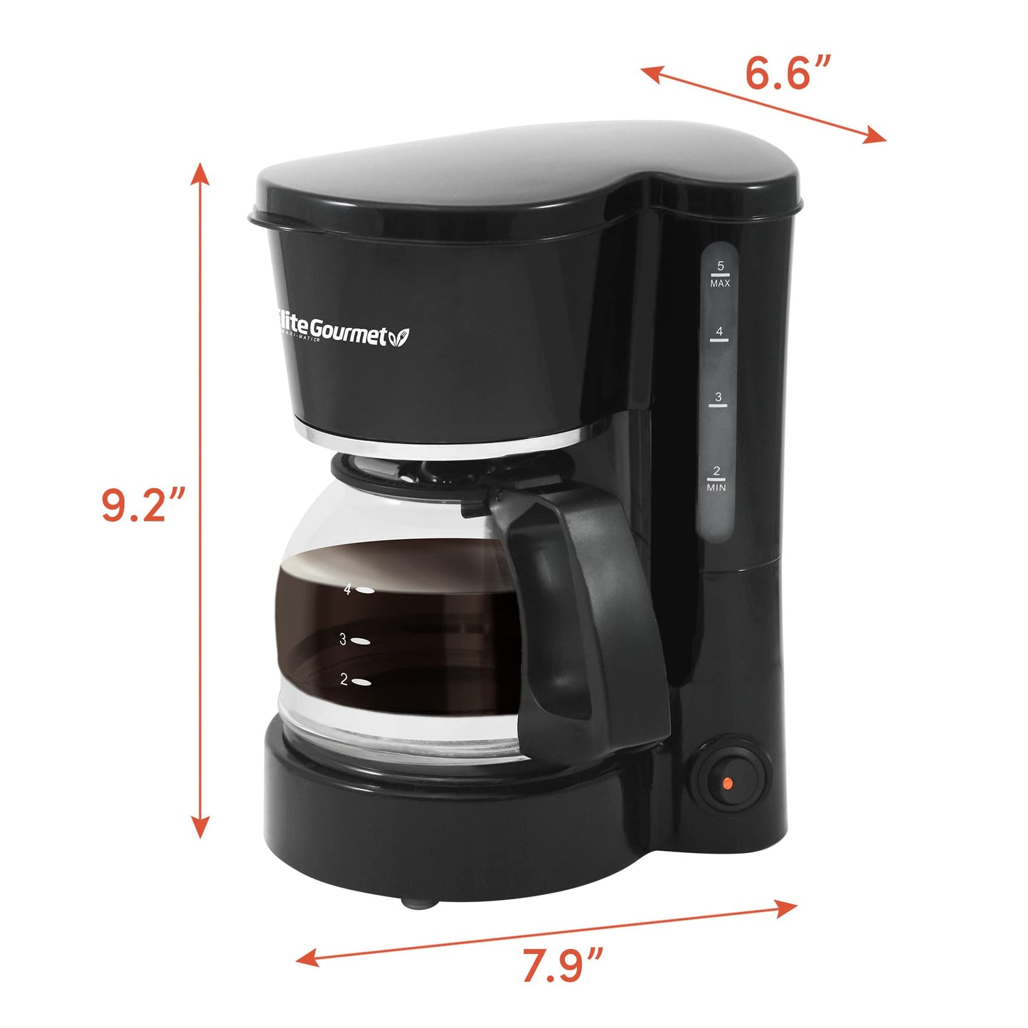 Hotel Guest Room Elite 4-Cup Brew & Drip Coffee Maker with Pause N Serve, Glass Carafe, Reusable Filter, On/Off Switch, Keep Warm, Water Level Indicator, Black