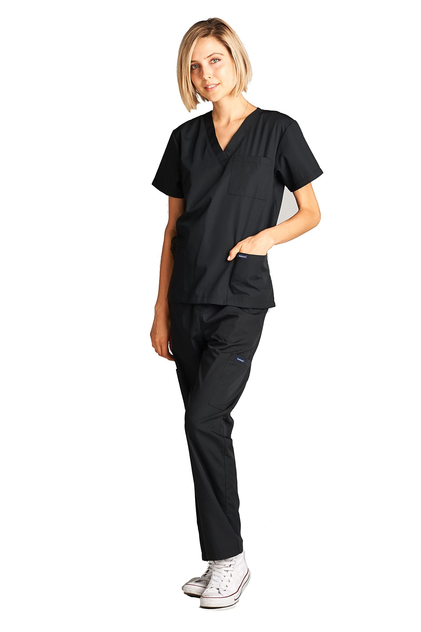 Dagacci Scrubs Medical Uniform Women and Man Scrubs Set Medical Scrubs Top and Pants