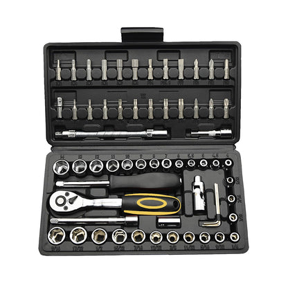 Socket Wrench Set, 62PCS 1/4" Ratcheting Wrench Set With 72 Tooth count Ratchet, SAE & Metric From 5/32" - 9/16 ", 4mm - 14mm,tool Set For home And car,motorcycle,bike Repair