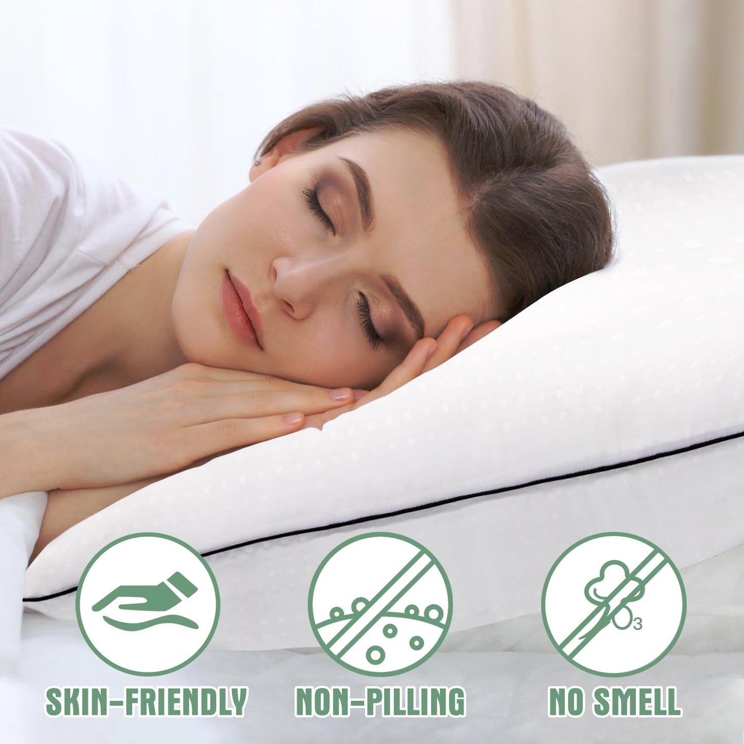 Standard Size Bed Pillows for Sleeping Set of 4,4 Pack Great Support Luxury Hotel Pillows for Side,Stomach and Back Sleepers.