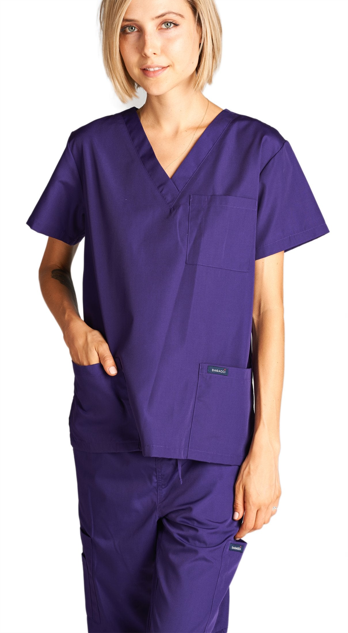 Dagacci Scrubs Medical Uniform Women and Man Scrubs Set Medical Scrubs Top and Pants