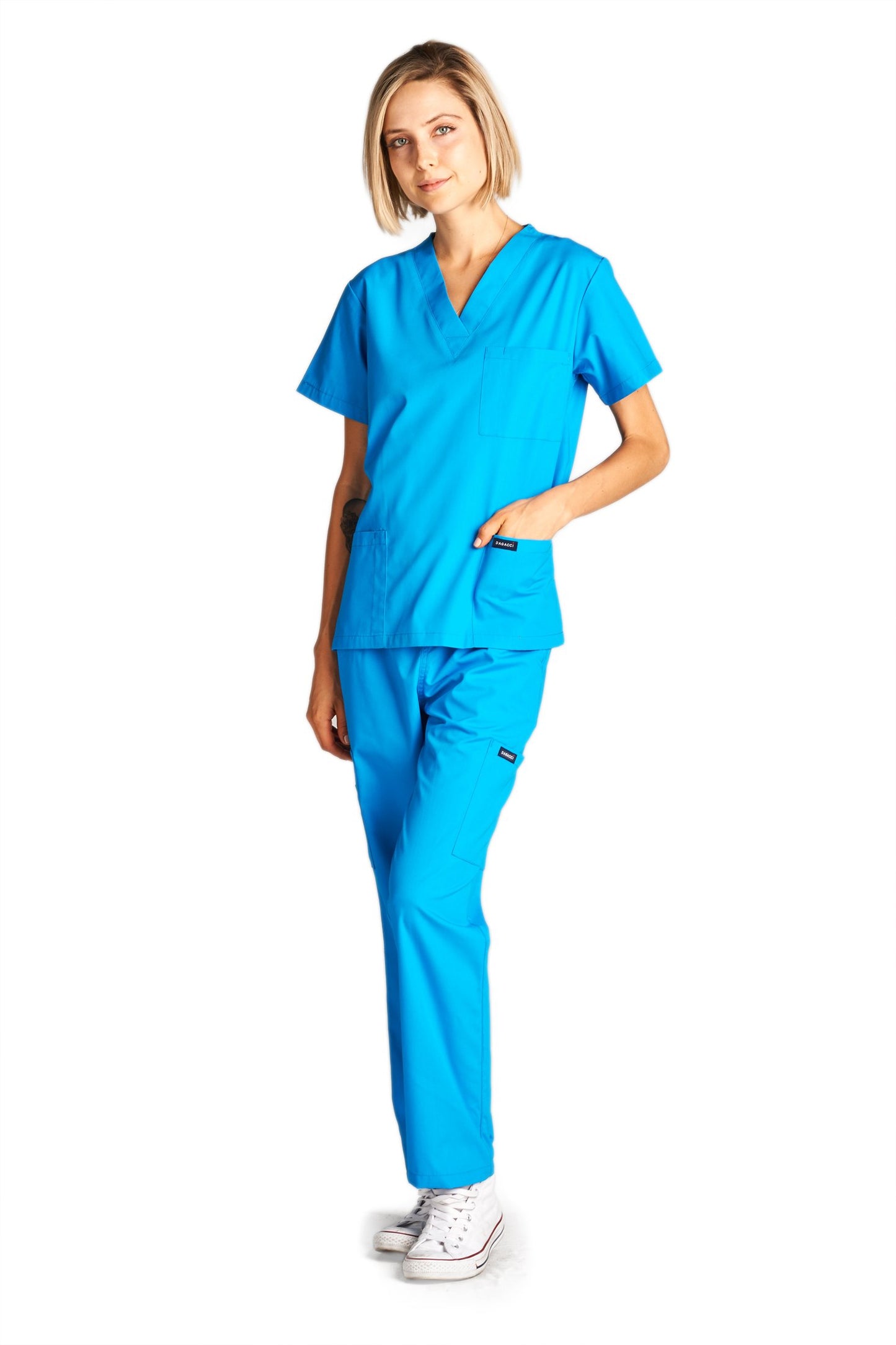 Dagacci Scrubs Medical Uniform Women and Man Scrubs Set Medical Scrubs Top and Pants