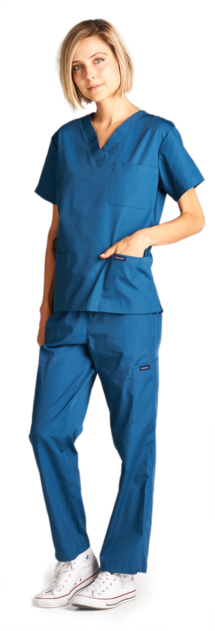 Dagacci Scrubs Medical Uniform Women and Man Scrubs Set Medical Scrubs Top and Pants