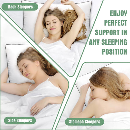 Standard Size Bed Pillows for Sleeping Set of 4,4 Pack Great Support Luxury Hotel Pillows for Side,Stomach and Back Sleepers.